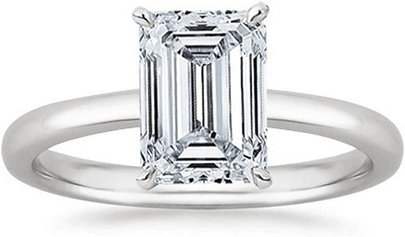 0.5 Carat Emerald Cut Solitaire Diamond Engagement Ring (I Color VS1 Clarity Cen