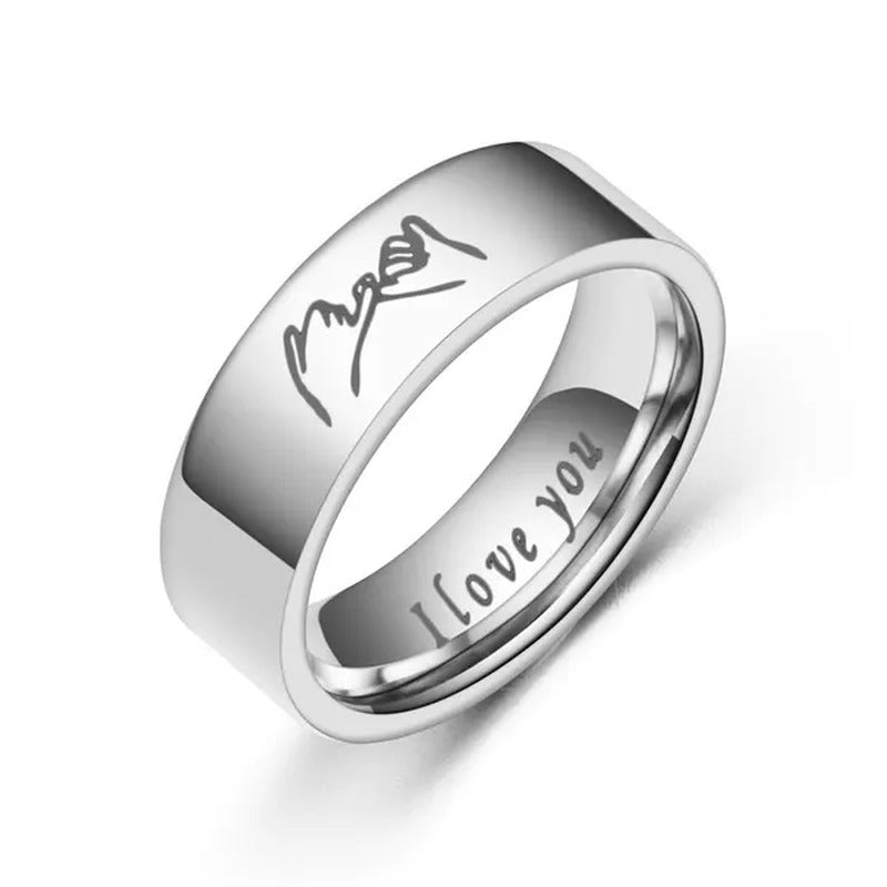 Couple Rings Personalized Engraved Promise Gesture Message I Love You High Polis