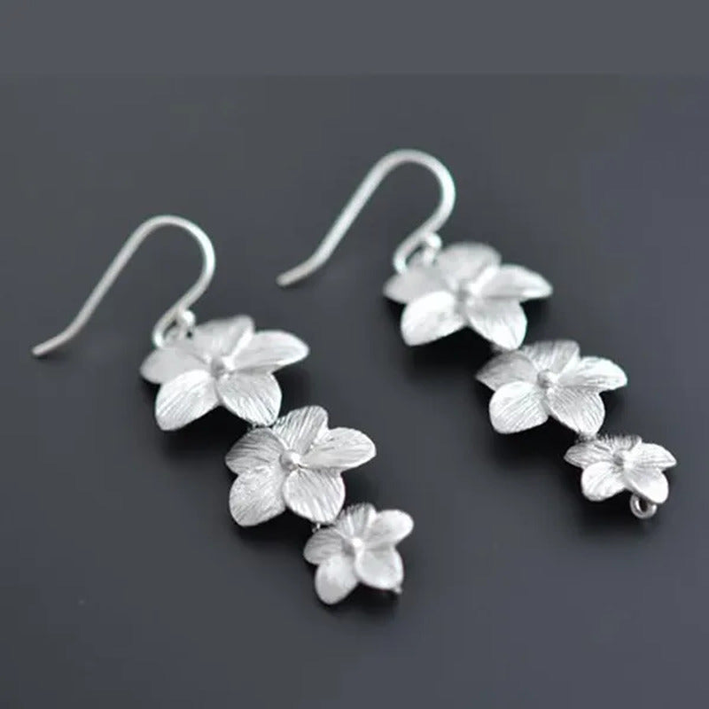 Simple Silver Color Small White Flower Shape Pendant Engagement Anniversary Earr