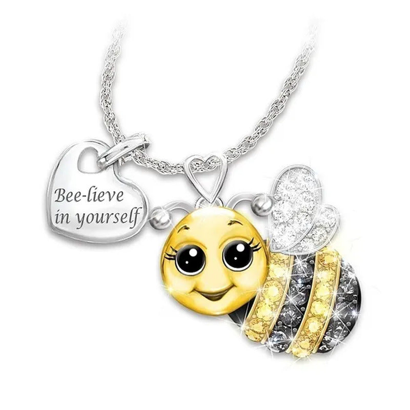 "Bee-Lieve in Yourself" Exquisite Fashion 18 -Plated Alloy Bee Crystal Pendant N