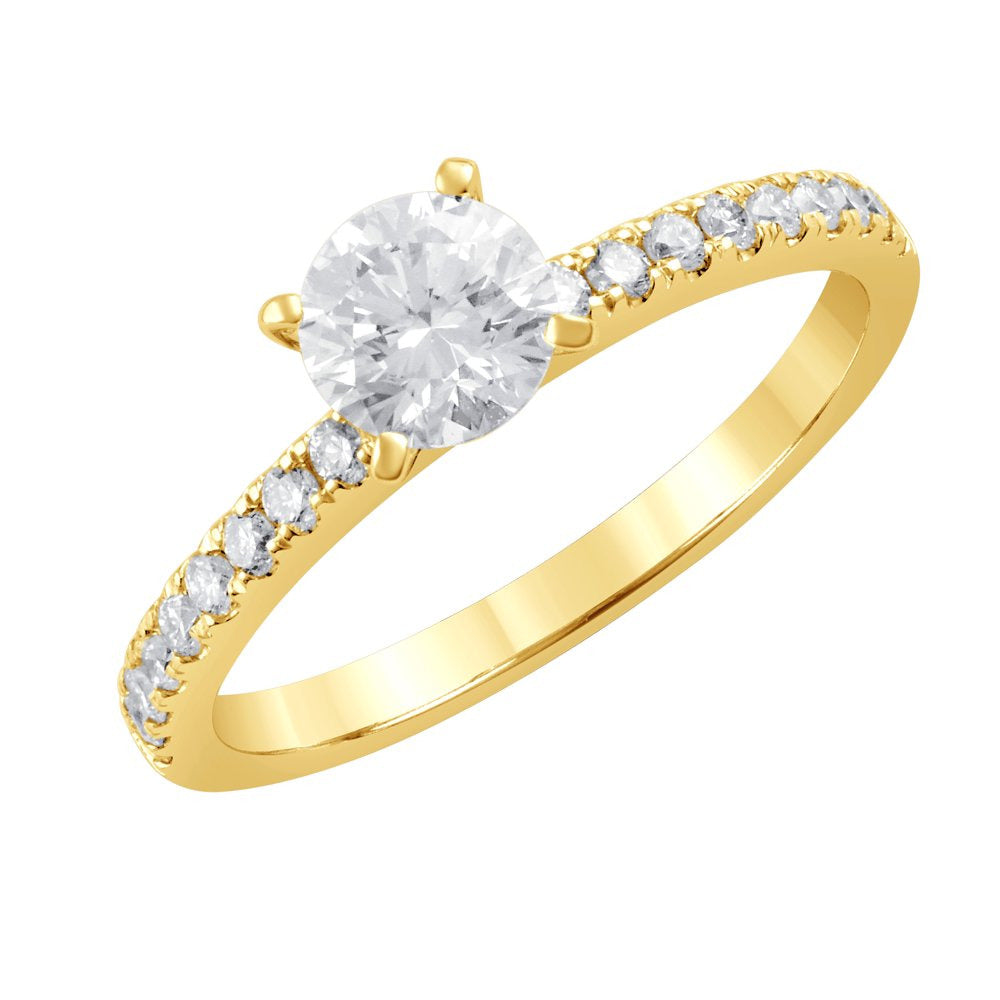 Unique Moments 1 Ct Lab Grown Diamond round Engagement Ring in 14K Yellow Gold (