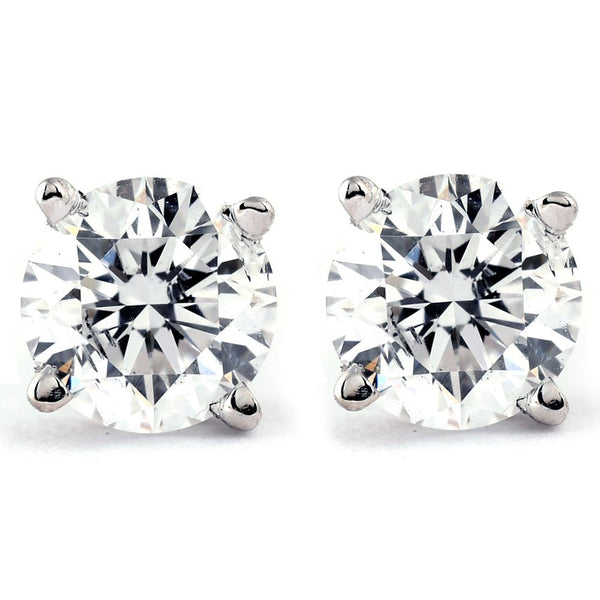 1/4 Carat Genuine Diamond Stud Earrings in 14K White Gold (I2-I3 Clarity, IJ Col