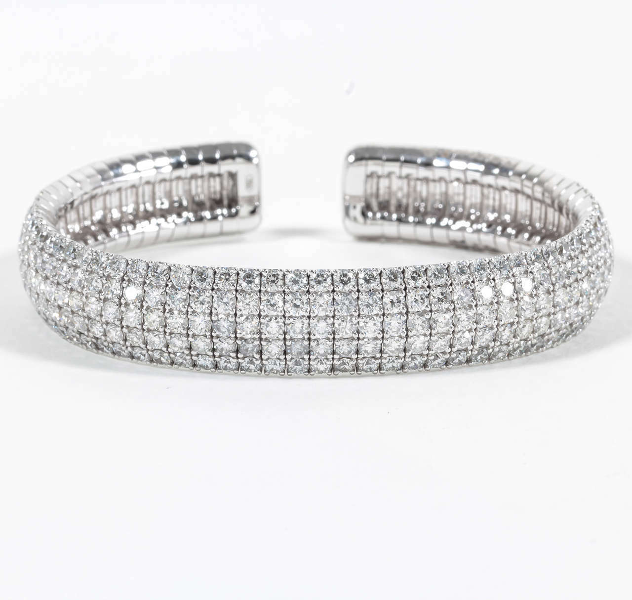 DIAMOND TOP SET CUFF BANGLE 5 ROW DIAMOND ROUND BRILLIANT BANGLE BRACELET