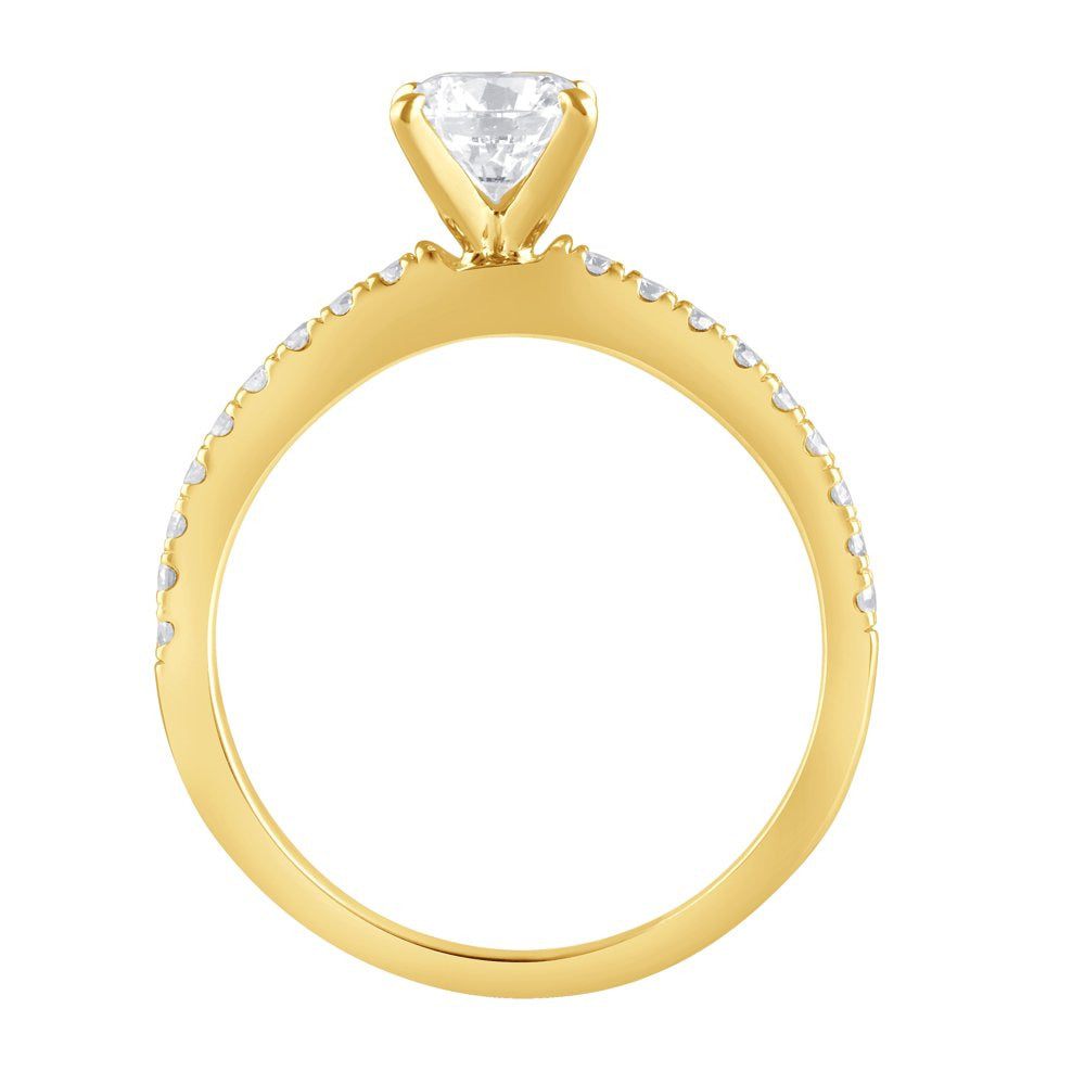 Unique Moments 1 Ct Lab Grown Diamond round Engagement Ring in 14K Yellow Gold (