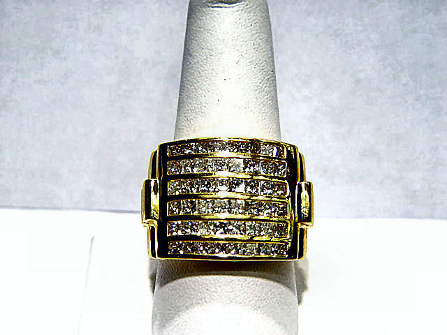 DIAMOND 48 PRINCESS SHAPE 6 ROW SET CHANNEL SET MENS DIAMOND RING DIAMOND BAND