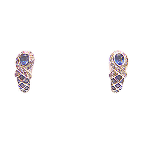 PAIR OF EARRING SET WITH OVAL AND ROUND SHAPE LIGHT BLUE SAPPHIRE ROUND SHAPE