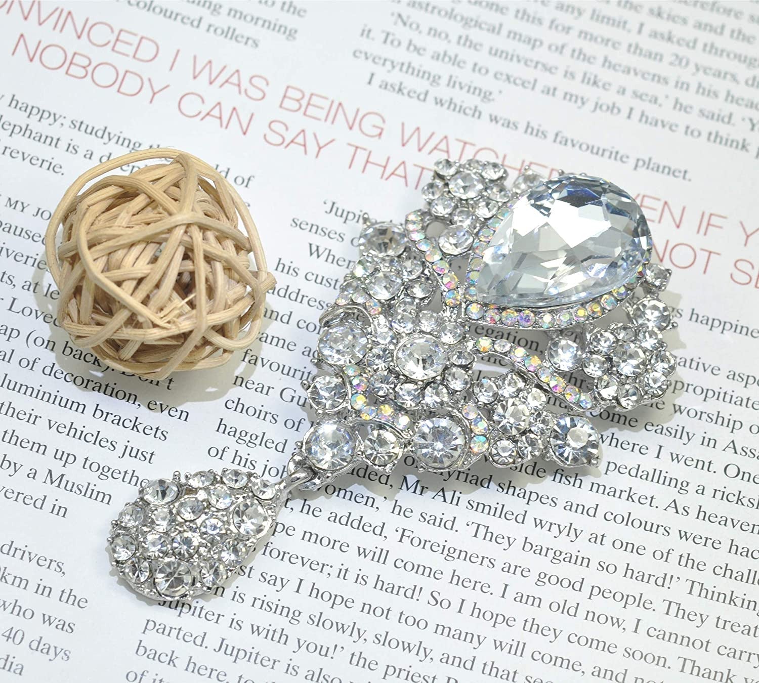 Women'S Austrian Crystal Silver-Tone Bouquet Flower Teardrop Large Gorgeous Broo