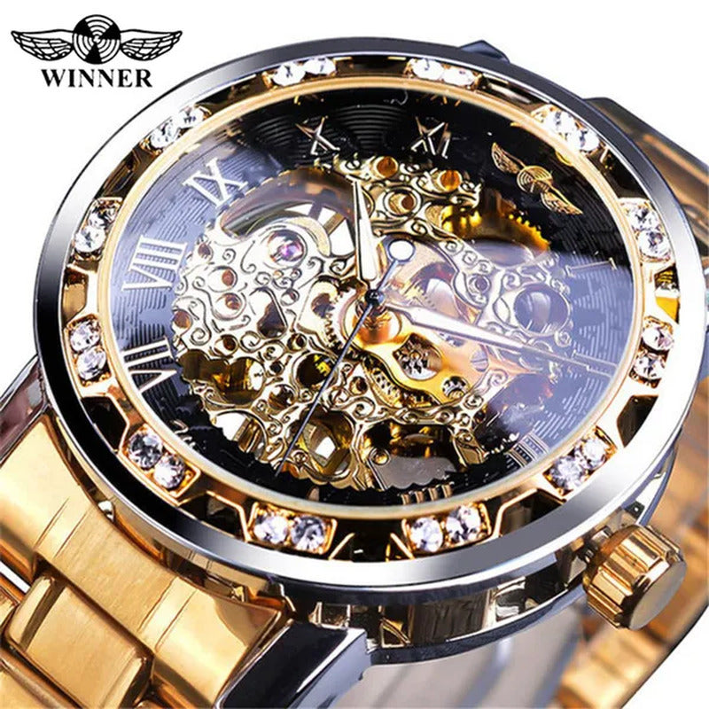 Men’S Watch, Luxury Mechanical Stainless Steel Skeleton Waterproof Automatic Sel