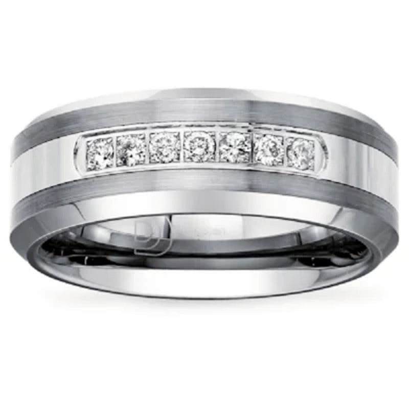 Mens 1/5 CT. T.W. Diamond Wedding Band in Tungsten Carbide