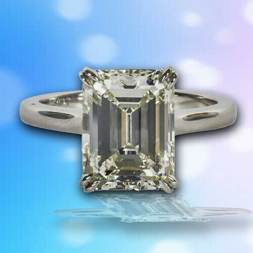 Engagement 4.26 Carat GIA Cert Emerald Cut Diamond K VVS2 Clarity Grade Ring PLT