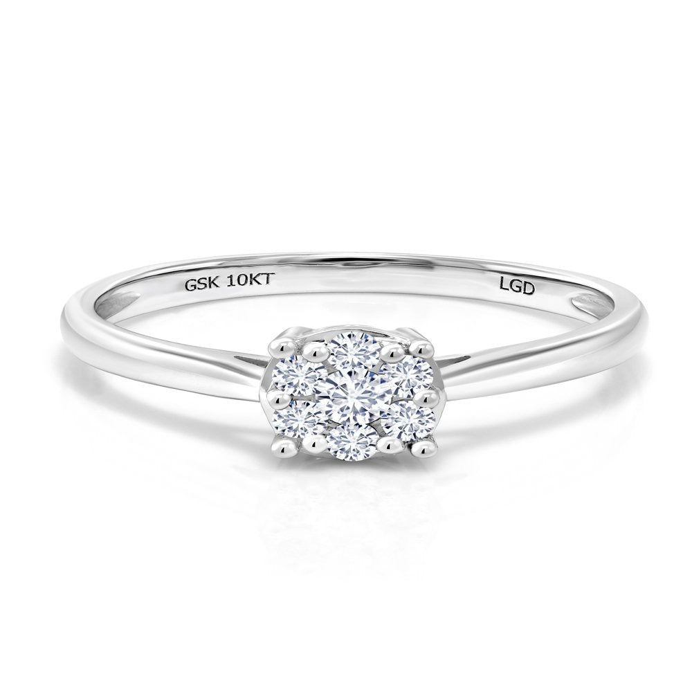 White Lab Grown Diamond 10K White Gold Engagement Ring (0.26 Ct , SI2-SI1, GH)