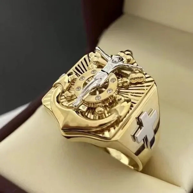 Luxury and Noble Men'S Women'S Fashion Cross Jesus Ring Size 6-13