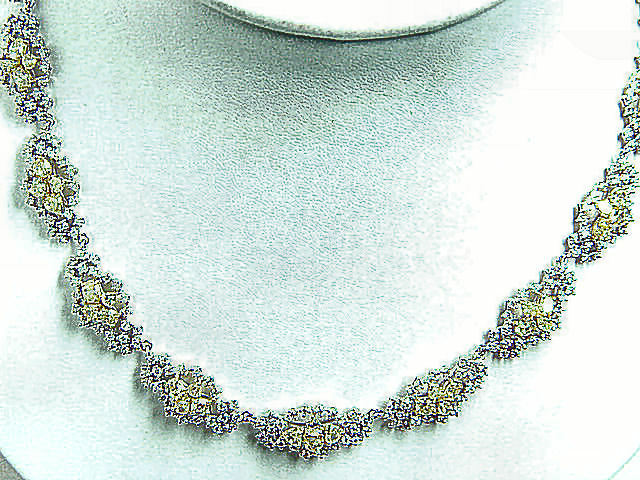 FANCY COLOR DIAMOND ROUND FANCY YELLOW DIAMOND MULTI SHAPE DIAMOND NECKLACE