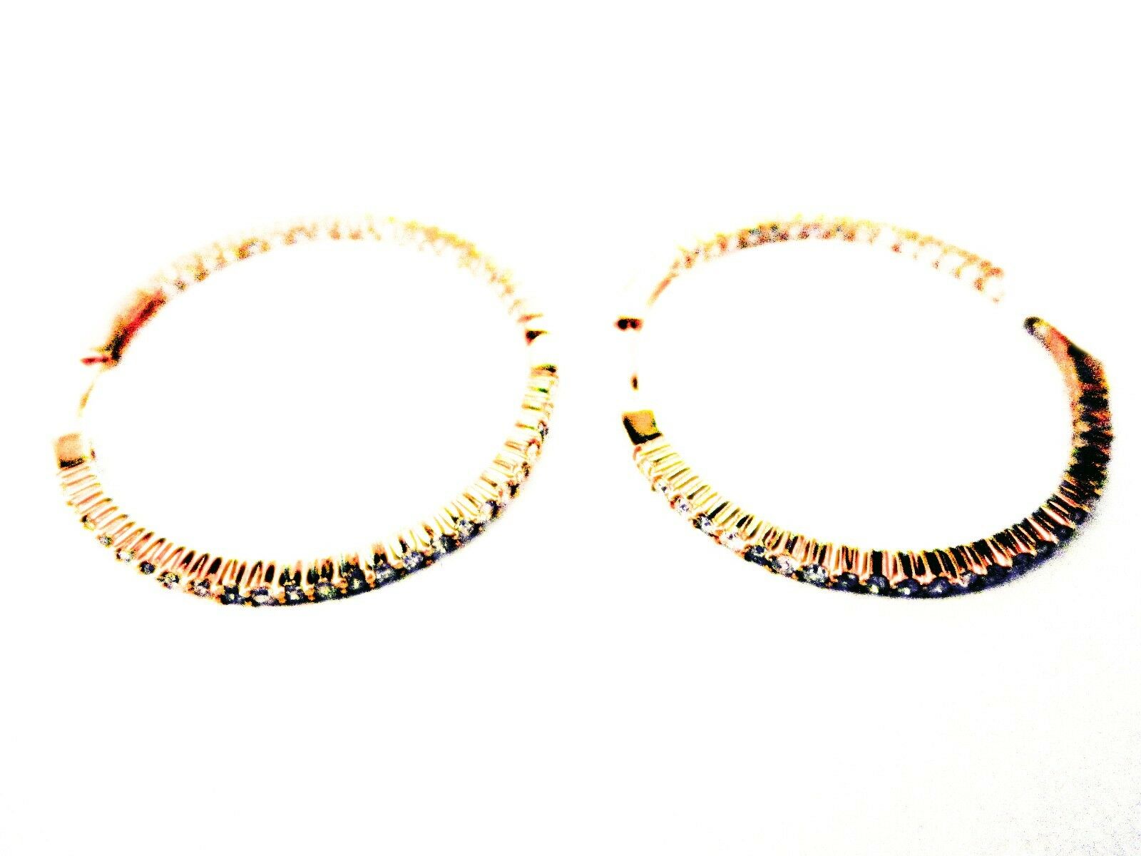YELLOW GOLD DIAMOND HOOP EARRING INSIDE OUTSIDE SET SHAPE DIAMOND HOOP EARRING