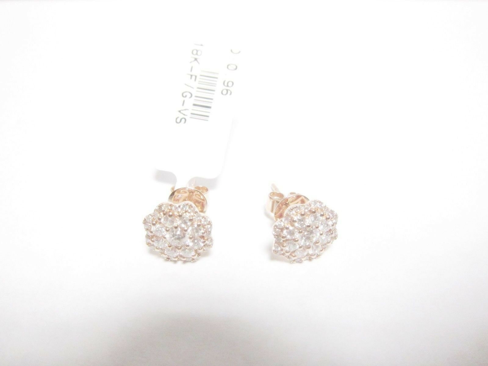 .96 CT DIAMOND ROUND SHAPE ROSE GOLD STUD STYLE WITH HALO EARRING 18 K ROSE GOLD