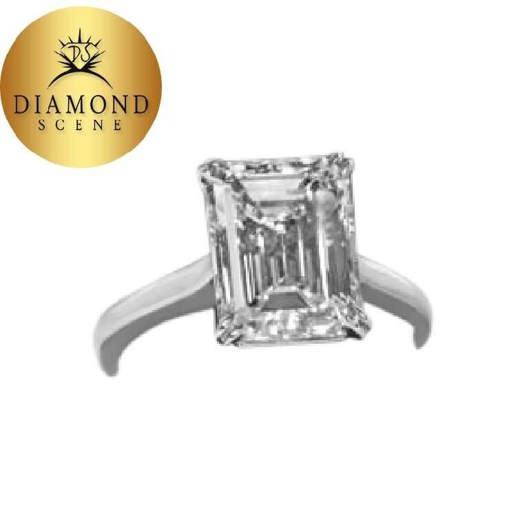 Engagement 4.26 Carat GIA Cert Emerald Cut Diamond K VVS2 Clarity Grade Ring PLT