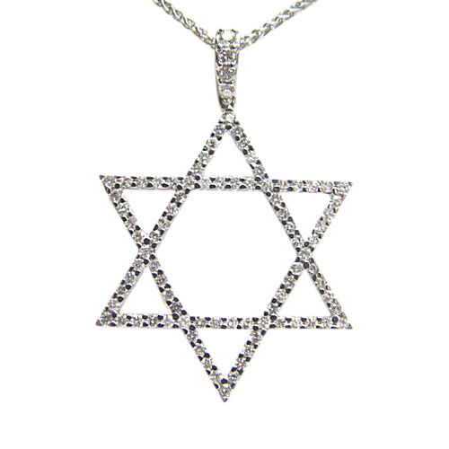 DIAMOND ROUND BRILLIANT SHAPE JEWISH STAR DIAMOND PENDANT