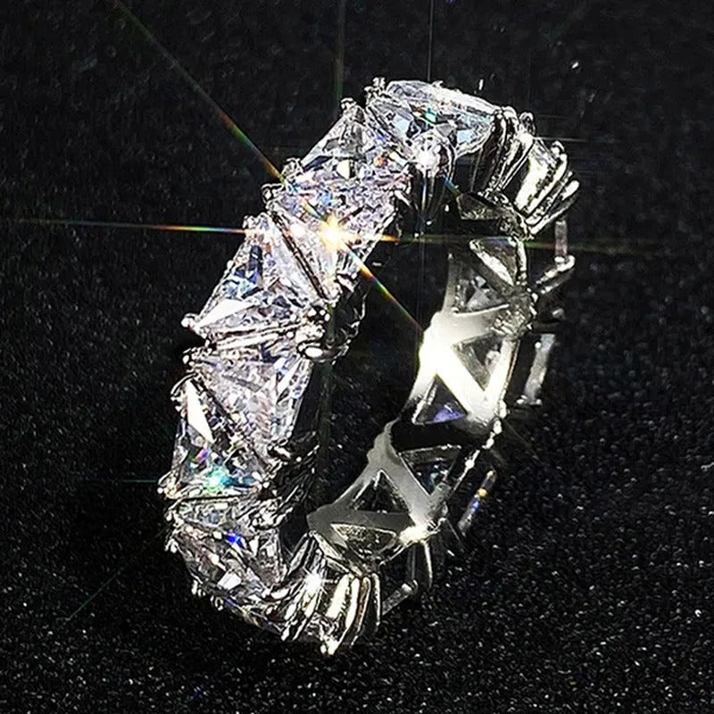 2.0Ct Triangle Cut Diamonds Eternity Band 925 Sterling Silver Engagement Bridal