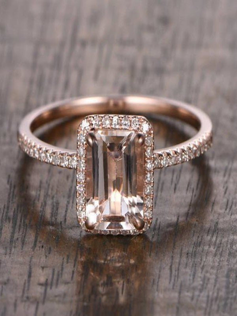 Limited Time Sale: Antique Halo 1.50 Carat Peach Pink Morganite (Emerald Cut Mor