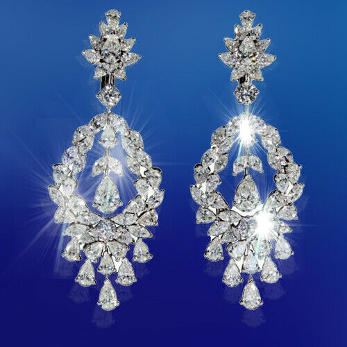 Diamond Drop Earring 22.52 carats of diamond F G VS diamonds 18k white gold
