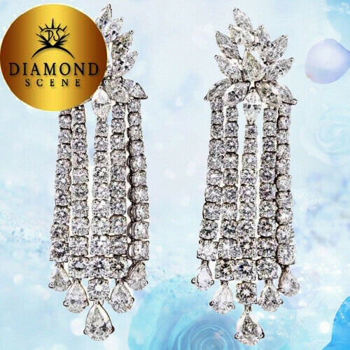 Diamond Platinum Dangle Earrings 29.15 carats of F/G VS diamonds set in platinum