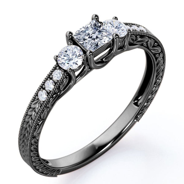 Vintage Half Carat Princess Cut Diamond - Channel Set Band - Edwardian Gothic En