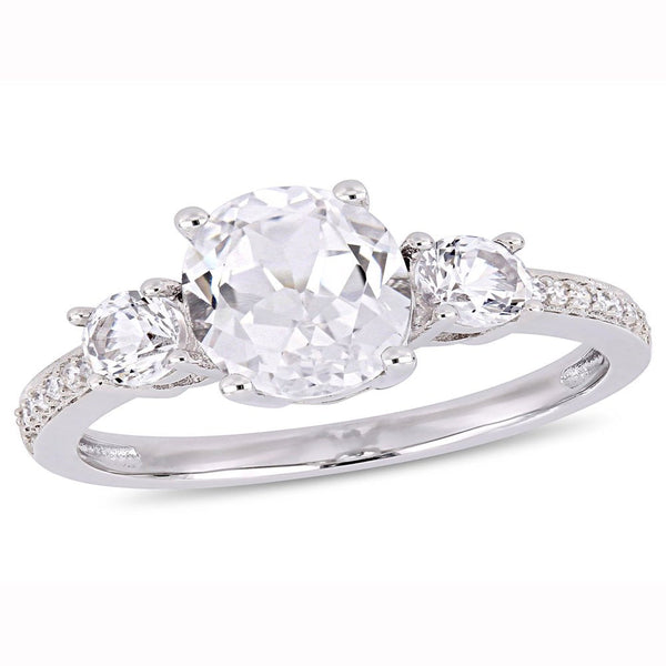 3-5/8 Carat T.G.W. Created White Sapphire and Diamond-Accent 10Kt White Gold Thr