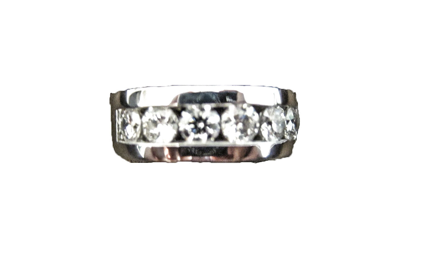 DIAMOND ROUND BR SHAPE CHANNEL SET BAND 2.05 CT 14 K WHITE GOLD