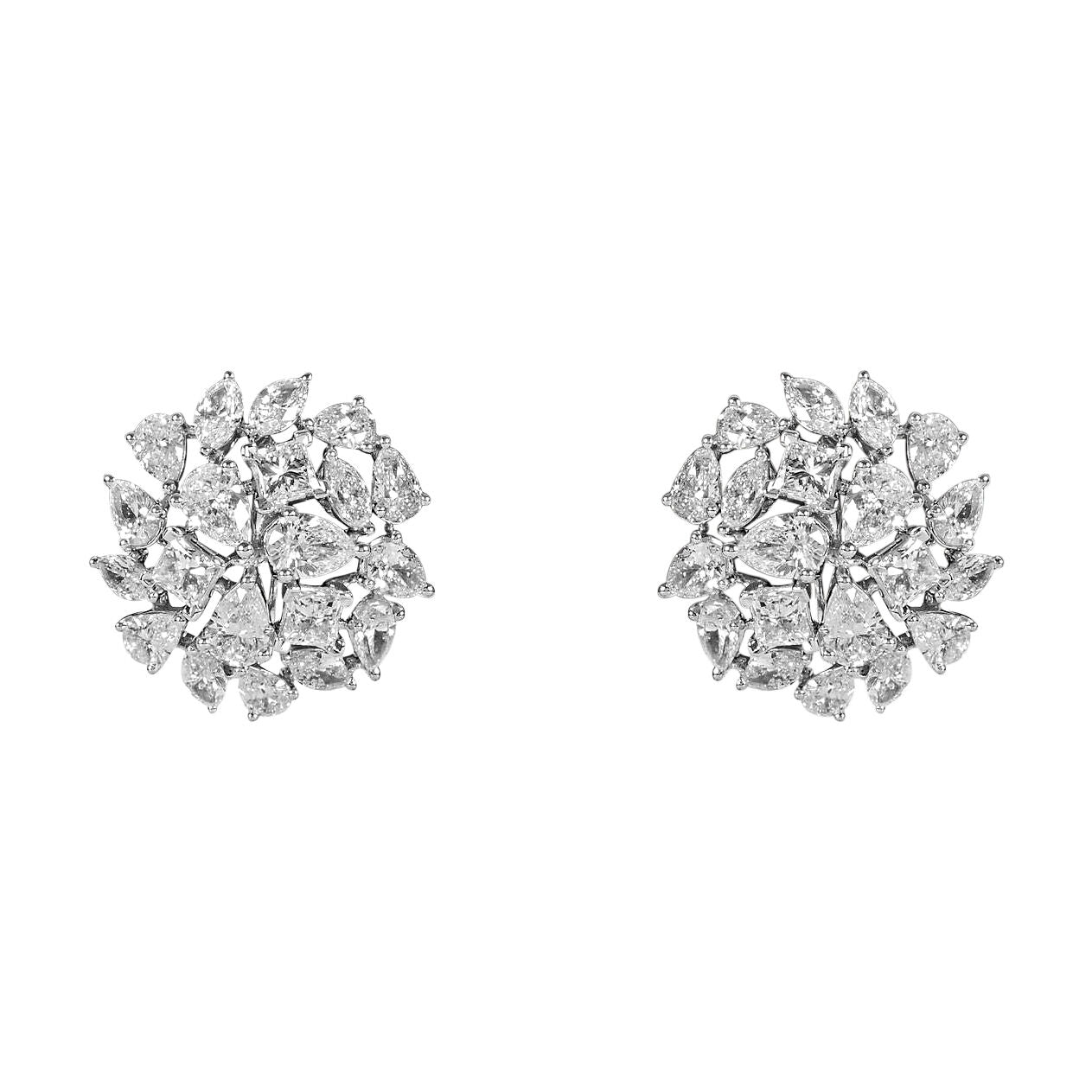 6.12 carats of F/G VS pear mrque prncss Multi Shape Diamond Cluster Earring 18 k