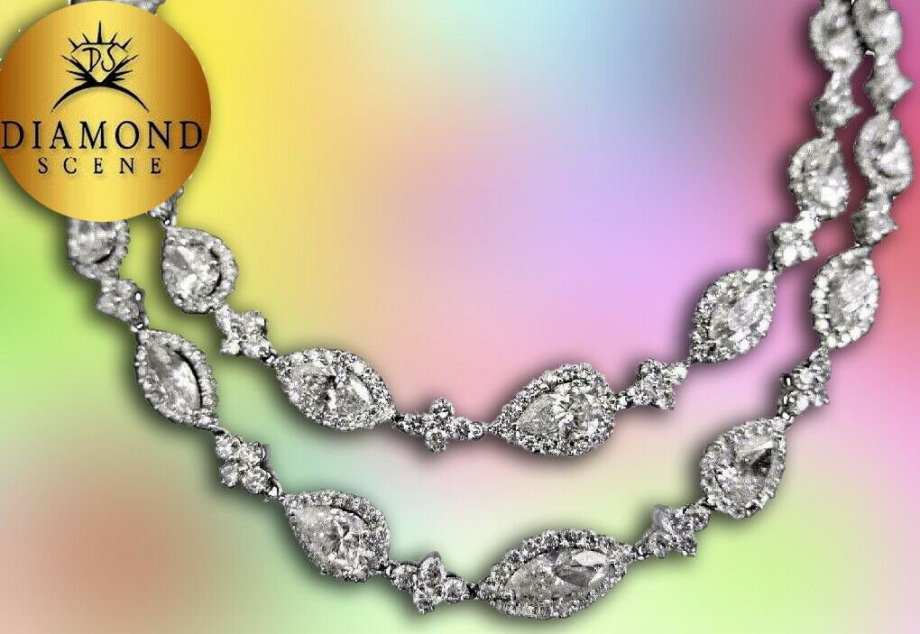 Diamond necklace emerald trillion pear marquise 31 pieces one carat each diamond