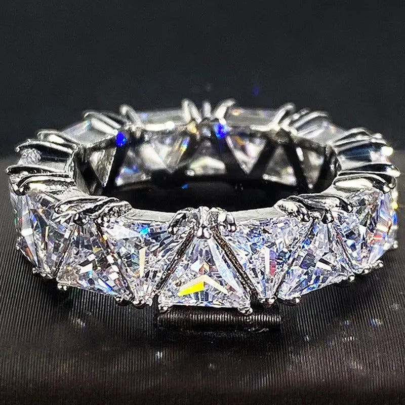 2.0Ct Triangle Cut Diamonds Eternity Band 925 Sterling Silver Engagement Bridal