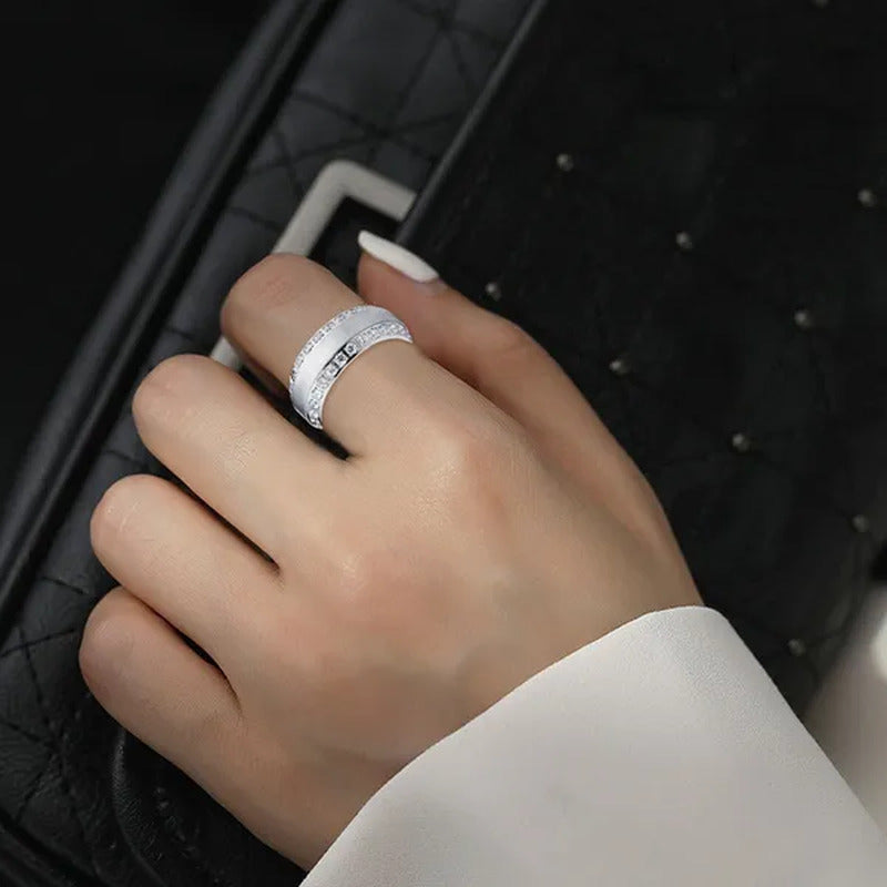 Titanium Steel Zircon Ring for Men Wedding Engagement Ring Stainless Steel Diamo