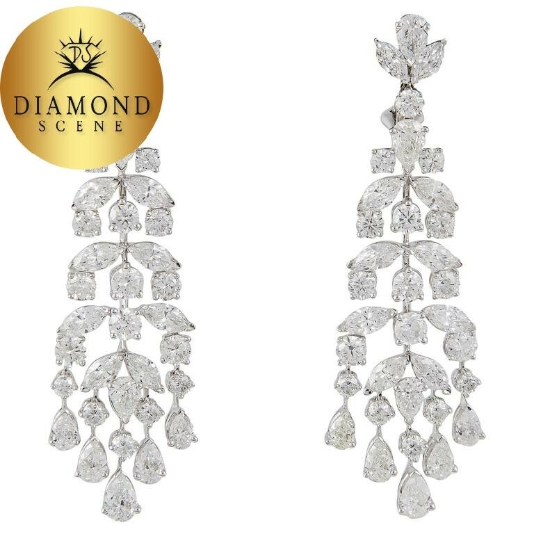 Classic Diamond Gold Chandelier Earrings 15.18 carats of beautiful F VS 18 k