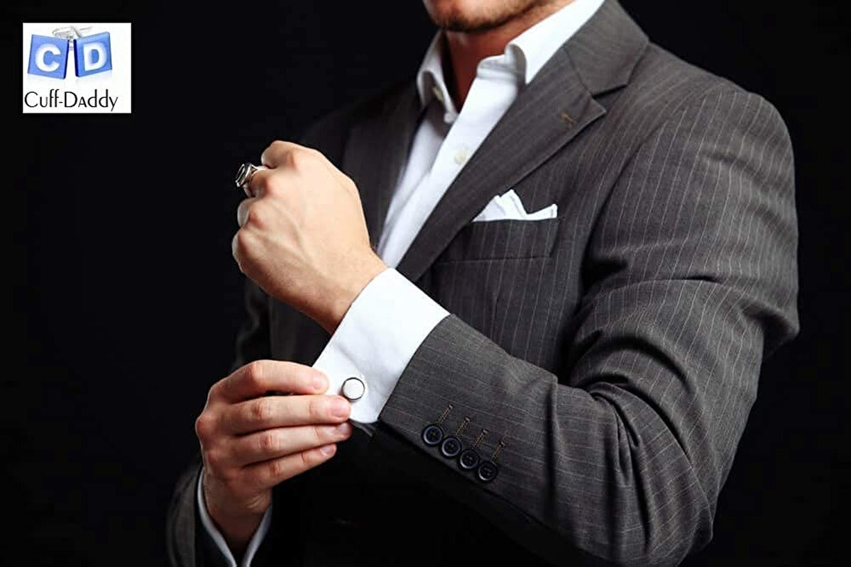 Ribbed Tuxedo Cufflinks & Studs Formal Set Unique Designed French Cuff Links Men