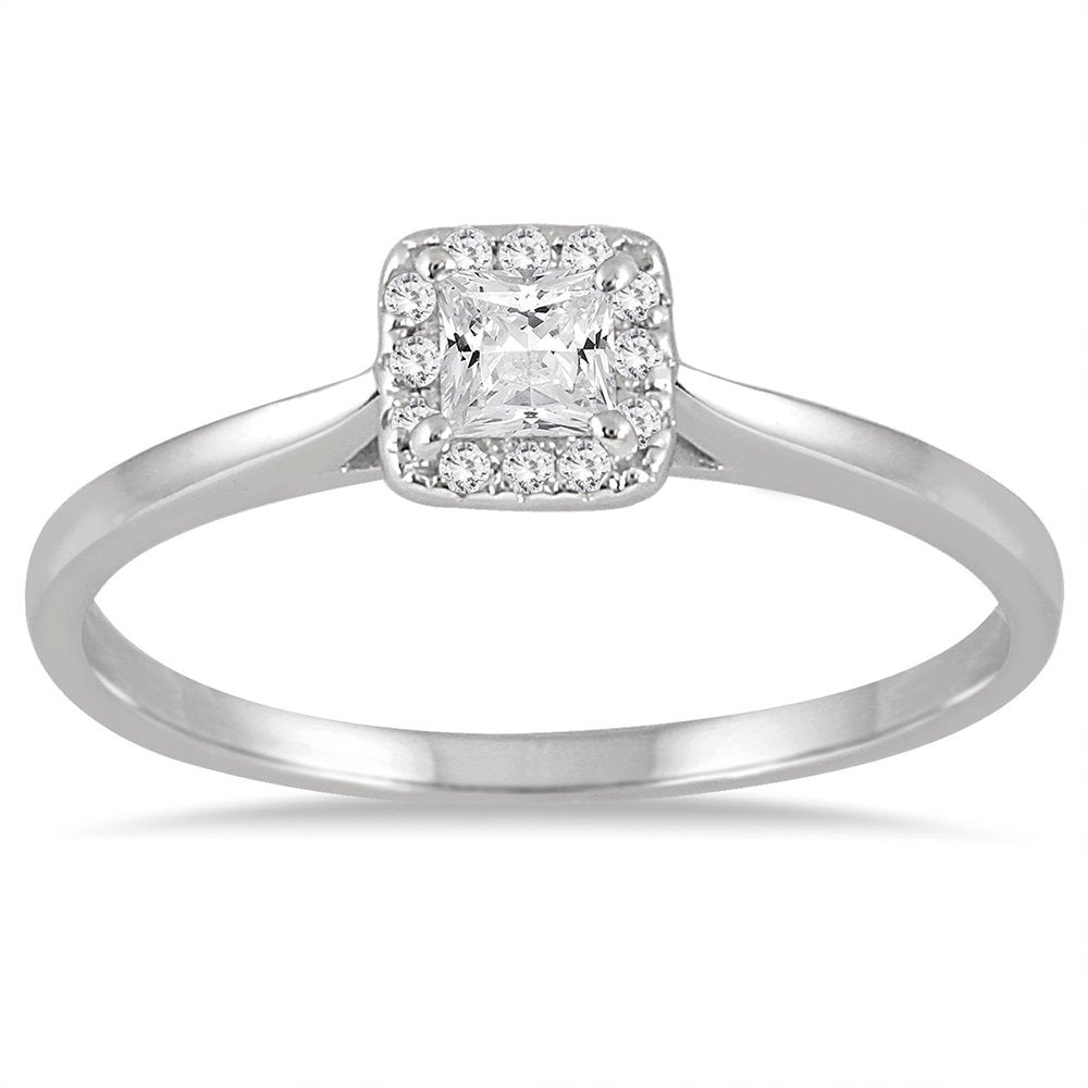 Women'S 1/3 Carat TW Princess Diamond Halo Ring in 14K White Gold (J-K-L Color,