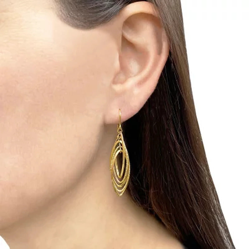 14K Italian Gold Multi Oval French Wire Earrings