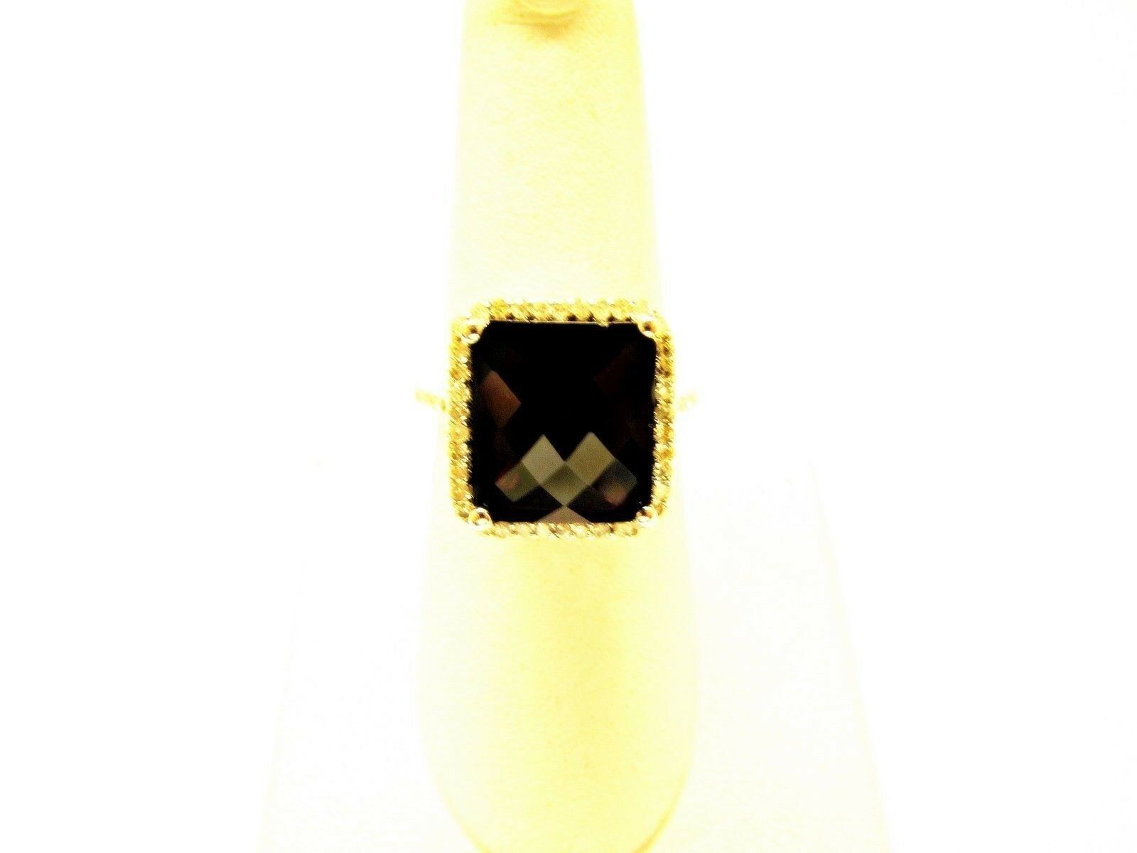 GARNET CUT-CORNERED RECTANGULAR MULTIFACETED DIAMOND RING GARNET DIAMOND RING