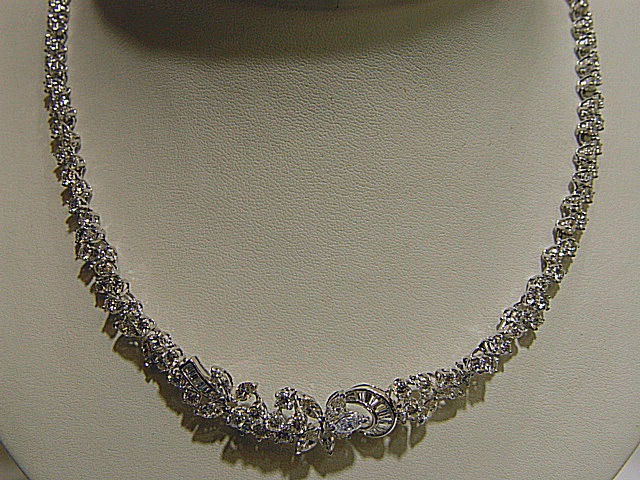 DIAMOND MARQUISE BAGUETTE ROUND ALL AROUND SET DIAMOND NECKLACE