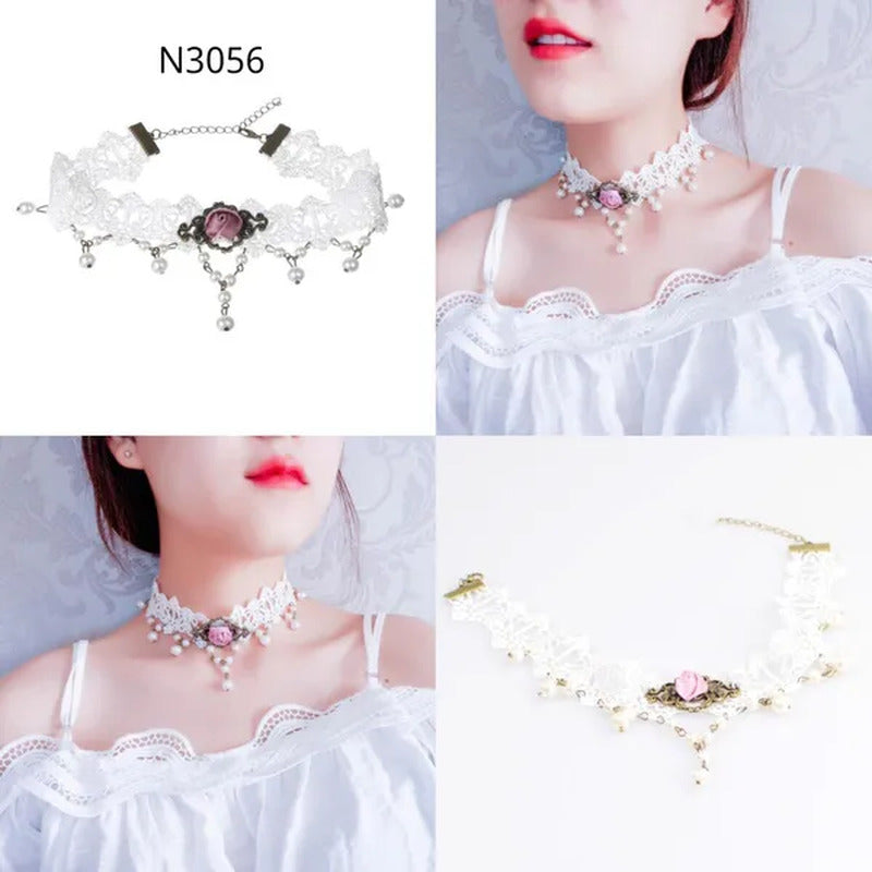 White Lace Necklace Chokers Black Collares Vintage Style Female Gothic Wedding R