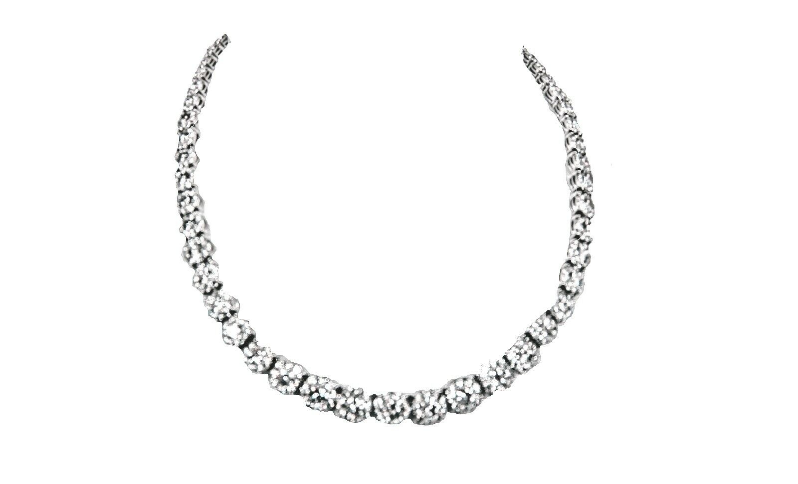 DIAMOND NECKLACE ROUND BRILLIANT BIG HALO GRADUATED AROUND SET CENTER 9.00 MM