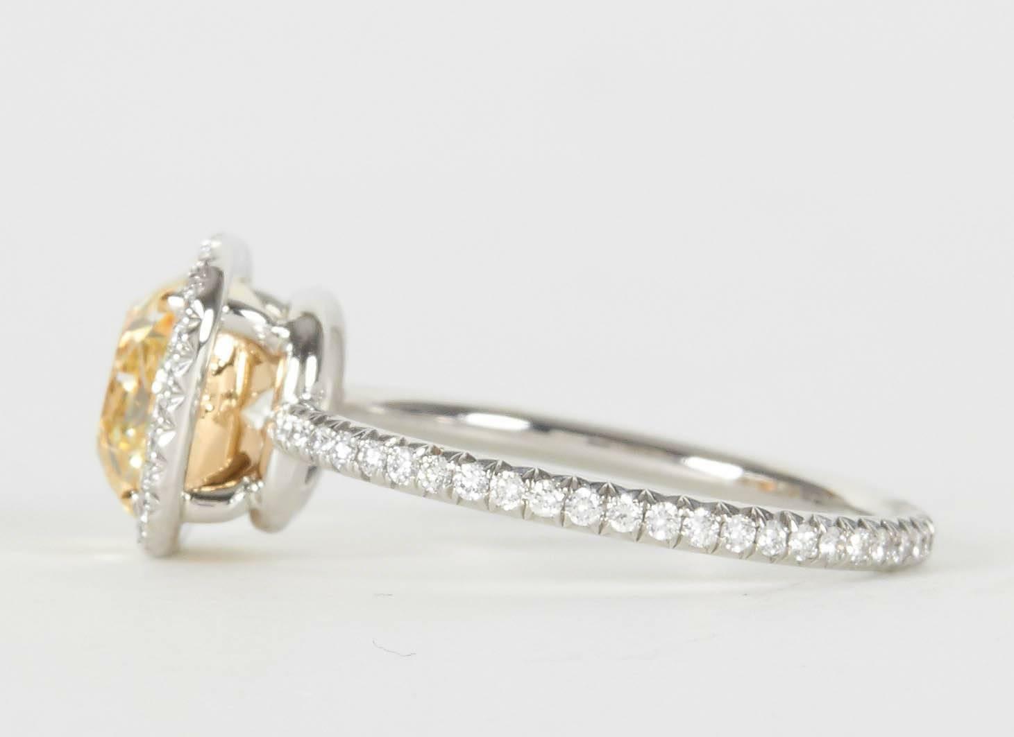 Thin Handmade 2 Carat GIA Cert Fancy Light Yellow Diamond Engagement Ring