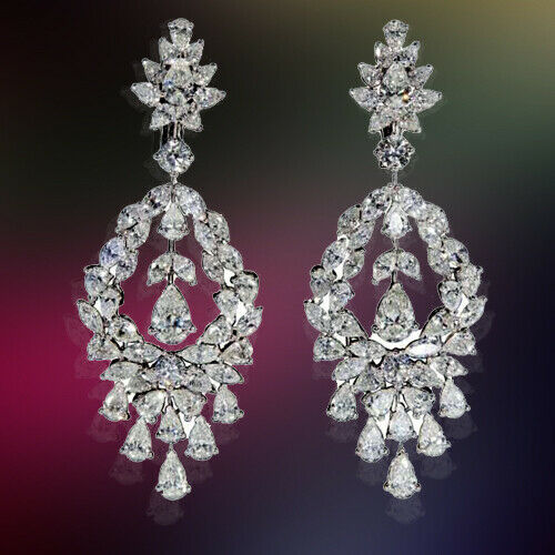 Diamond Drop Earring 22.52 carats of diamond F G VS diamonds 18k white gold
