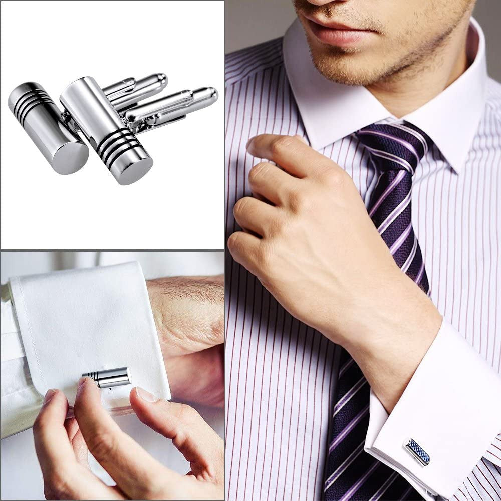 Men'S Cufflinks Cuff Links for Men, Stainless Steel Classic Tone Cufflinks Black