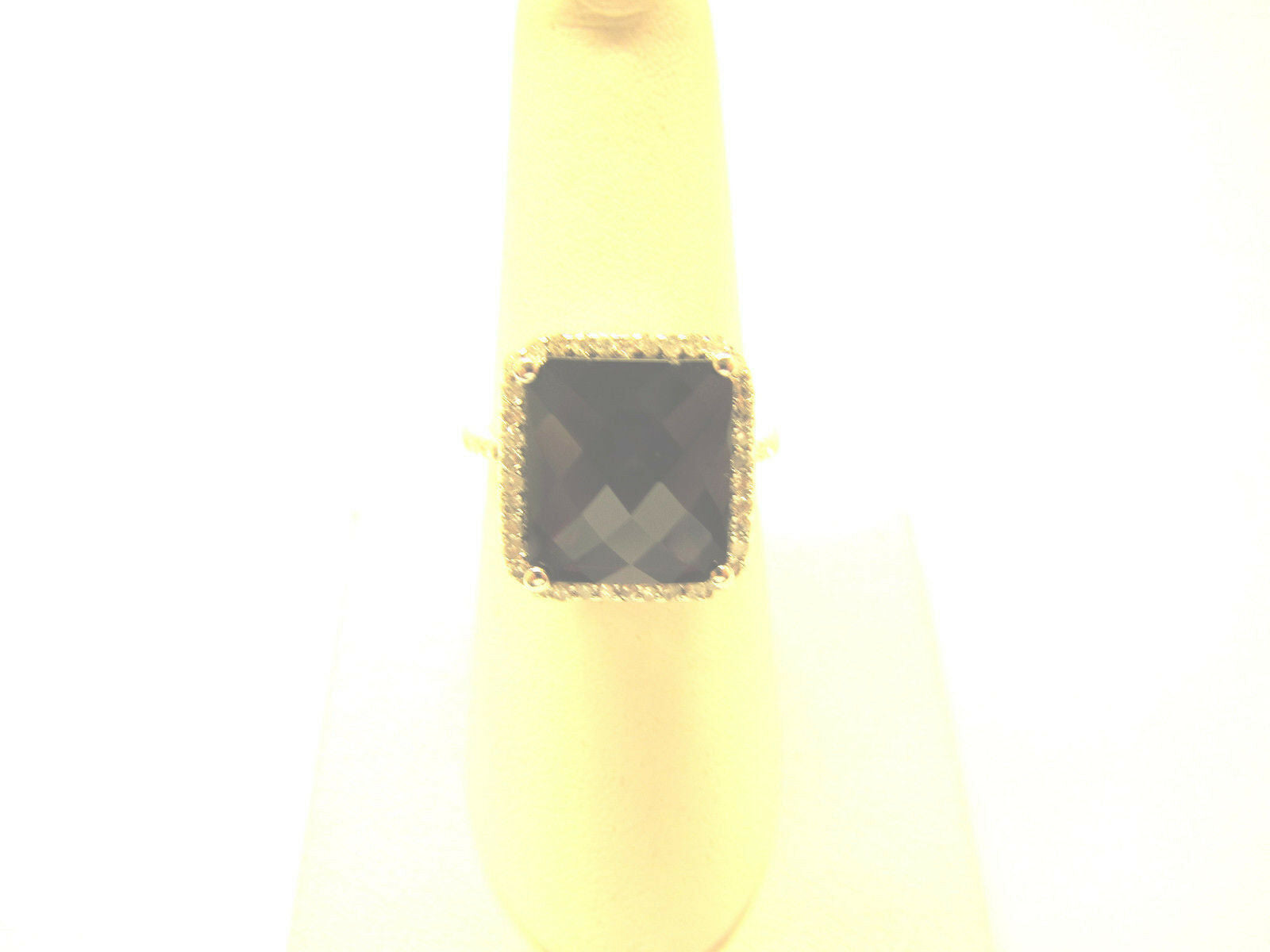GARNET CUT-CORNERED RECTANGULAR MULTIFACETED DIAMOND RING GARNET DIAMOND RING