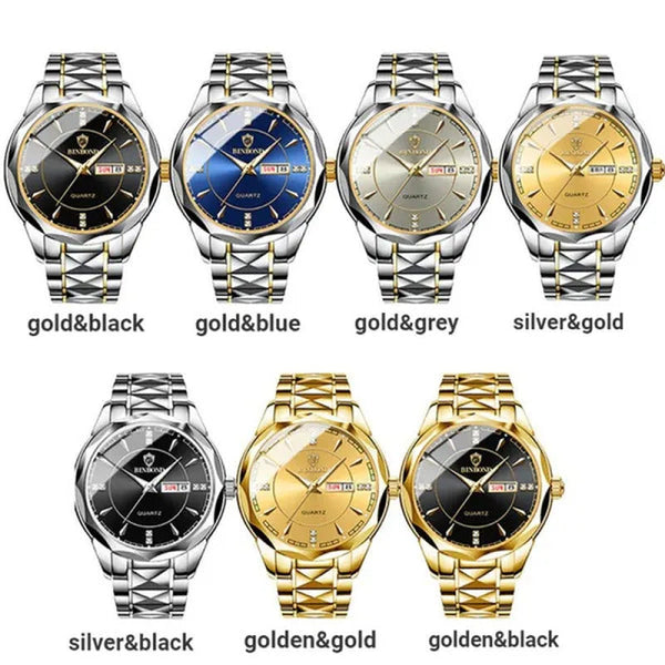 BINBOND New Fashion Quartz Watch Ultra Thin Diamond Business Rhombic Three Dimen