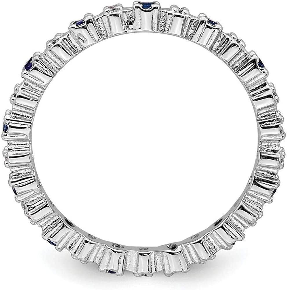 Solid 925 Sterling Silver Stackable Created Sapphire Blue September Gemstone and