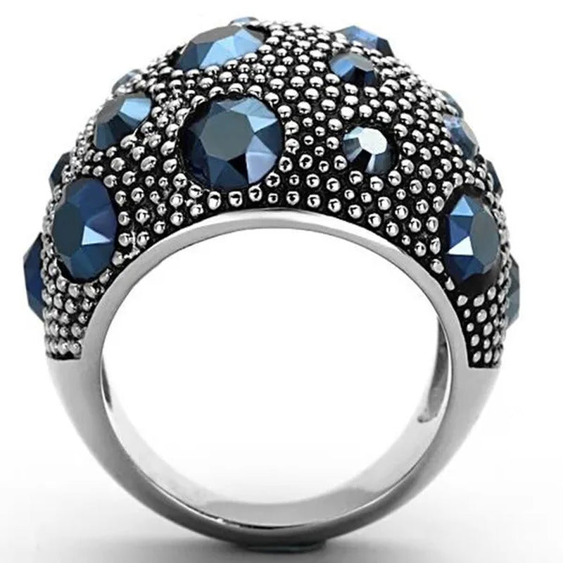 Women'S Stainless Steel 316 Montana 5.63 Carat Crystal Cocktail Fashion Ring Siz