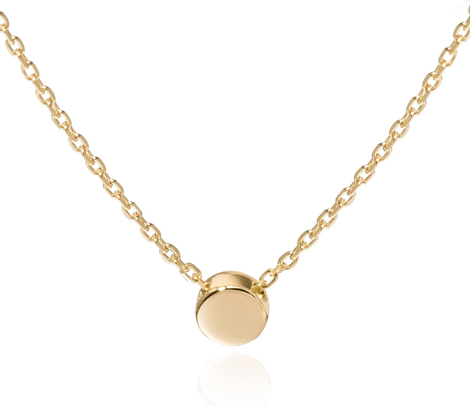 S.Leaf Sterling Silver Tiny Dot Necklace round Circle Necklace for Women