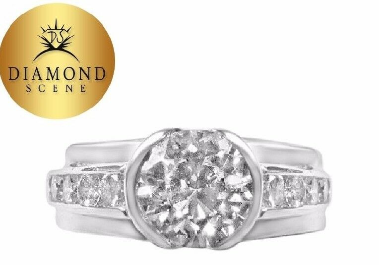 CERTIFIED ROUND BRILLIANT HALF BEZEL SET DIAMOND SIDE CHANNEL ENGAGEMENT RING