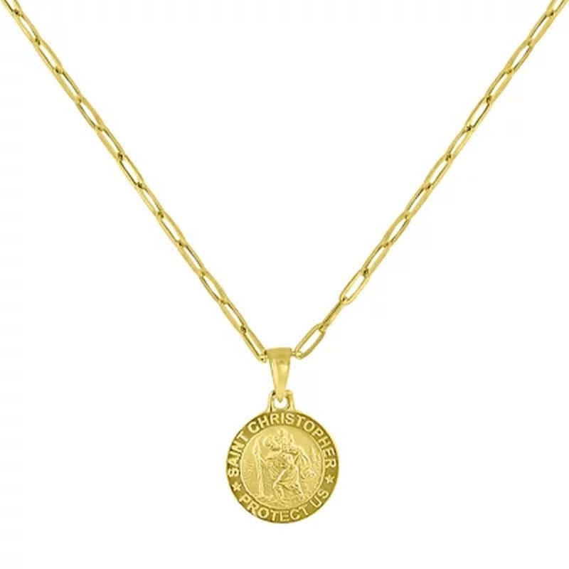 14K Yellow Gold St. Christopher Medallion Pendant